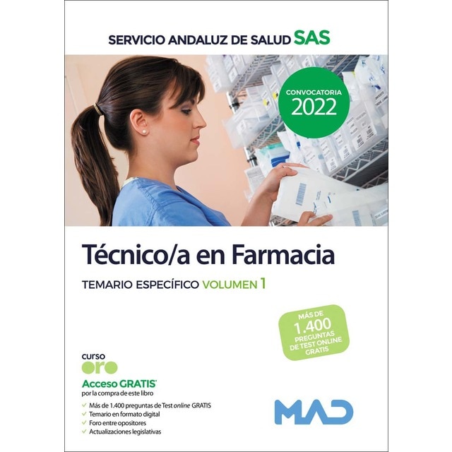 Técnico/a en Farmacia del Servicio Andaluz de Salud. Temario específico Volumen 1 (Tapa blanda)