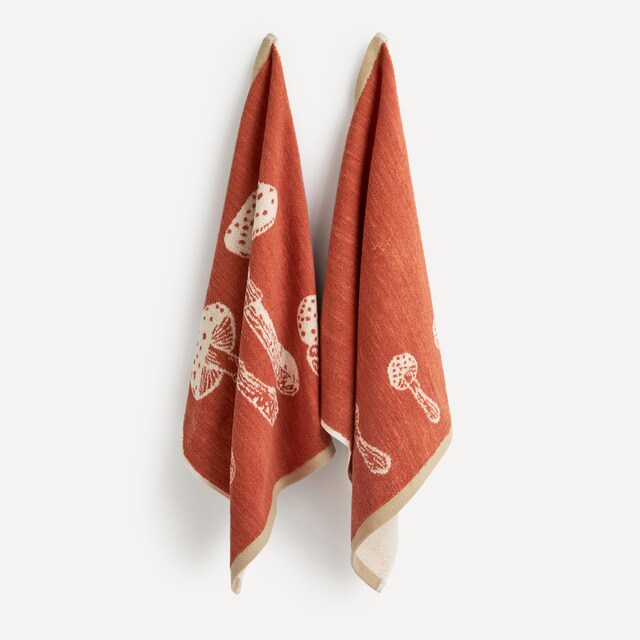 Lot de 2 torchons en tissu-éponge coton Muscaria 22 El Corte Inglés