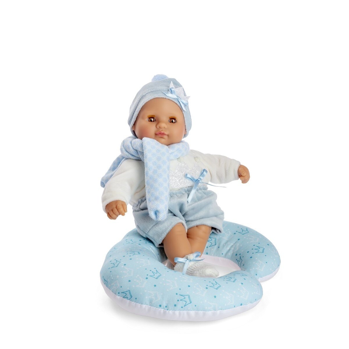 Imagem 0 de Boneco Bebé Reborn Baby Shoes Almofada Azul