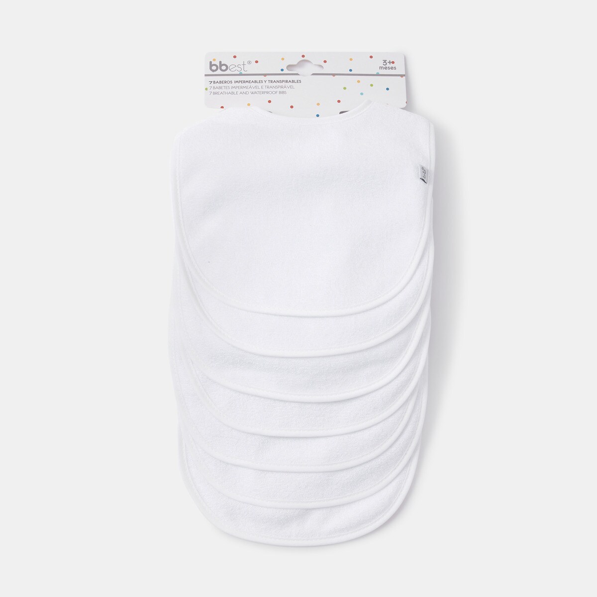 Pack de 7 Babetes Básico Tecido Turco Velcro Branco-3