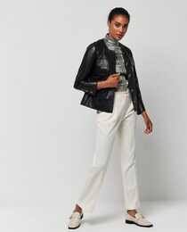 Blouson femme en cuir quatre poches