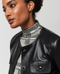 Blouson femme en cuir quatre poches