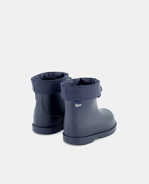 Baby boys' navy blue rain boots with matte finish and adjustable drawstring