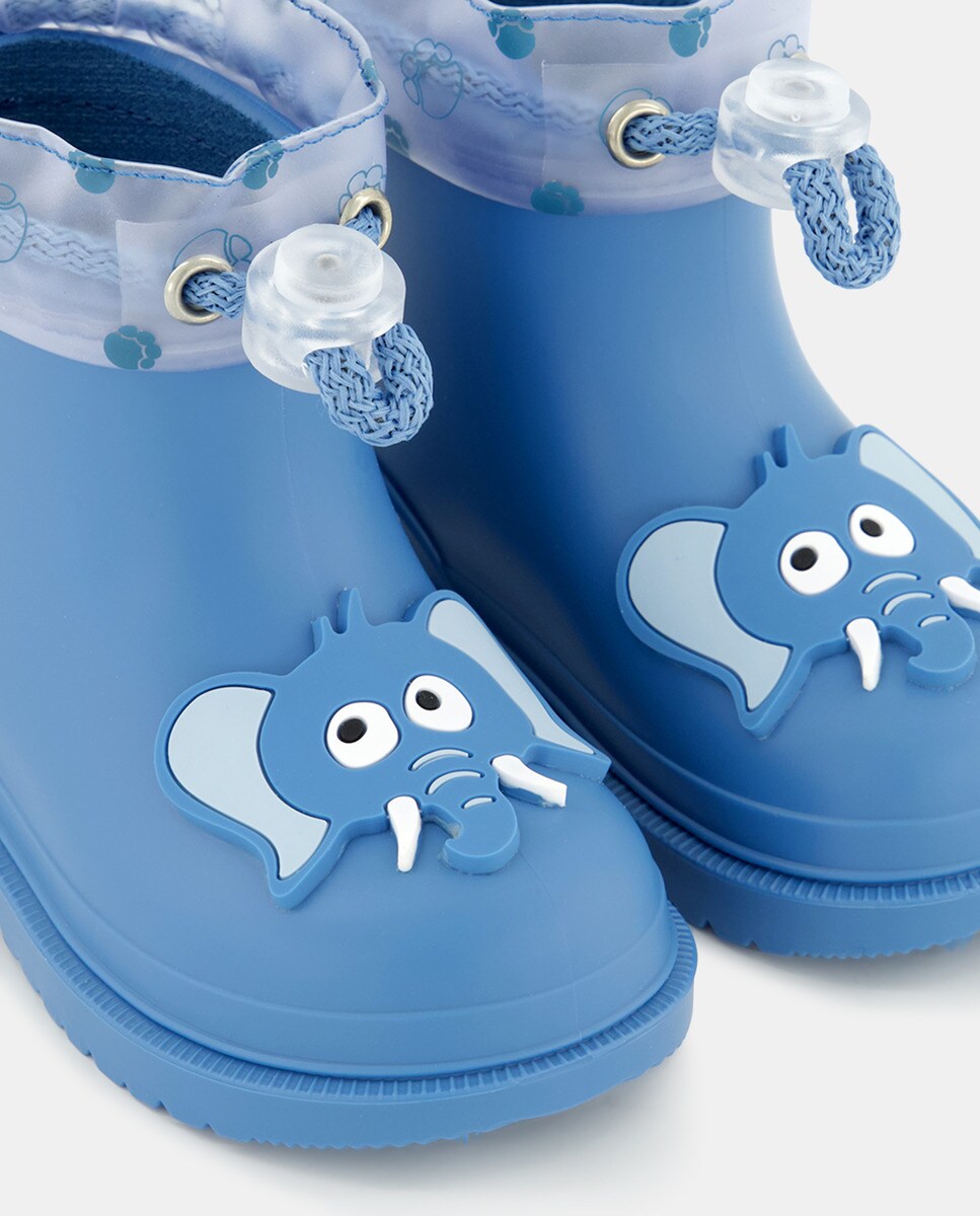 Galochas de Bebé com Cordão Ajustável e Detalhe de Elefante - Azul Igor Azul-5