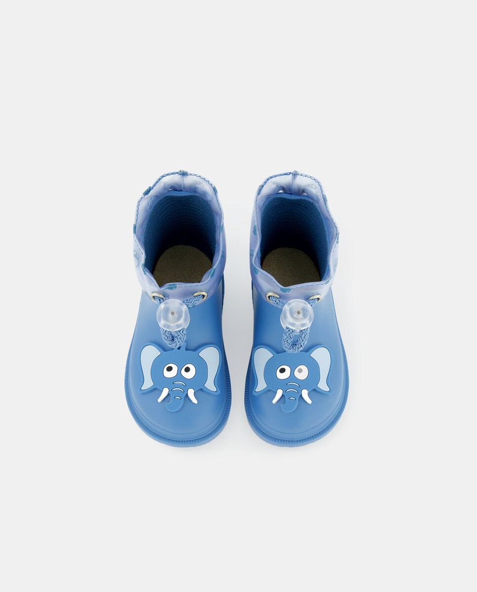 Galochas de Bebé com Cordão Ajustável e Detalhe de Elefante - Azul Igor Azul-4