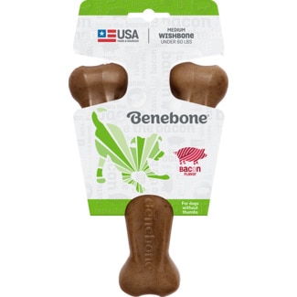 Benebone Brinquedo para Cão Whishbone de Bacon Tamanho M embalagem 1