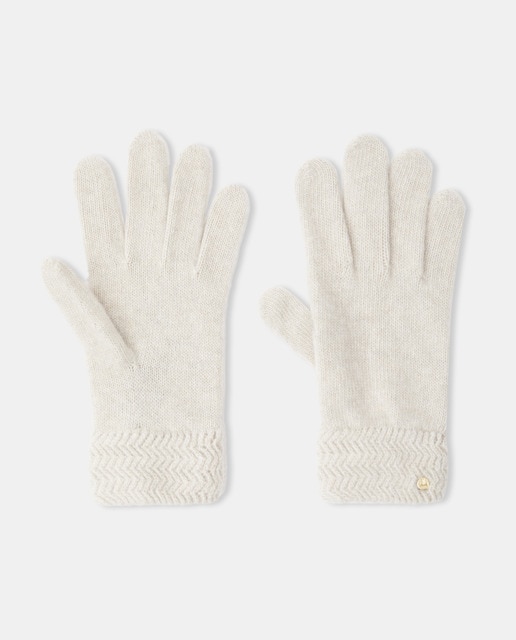 Guantes con zigzag en color beige
