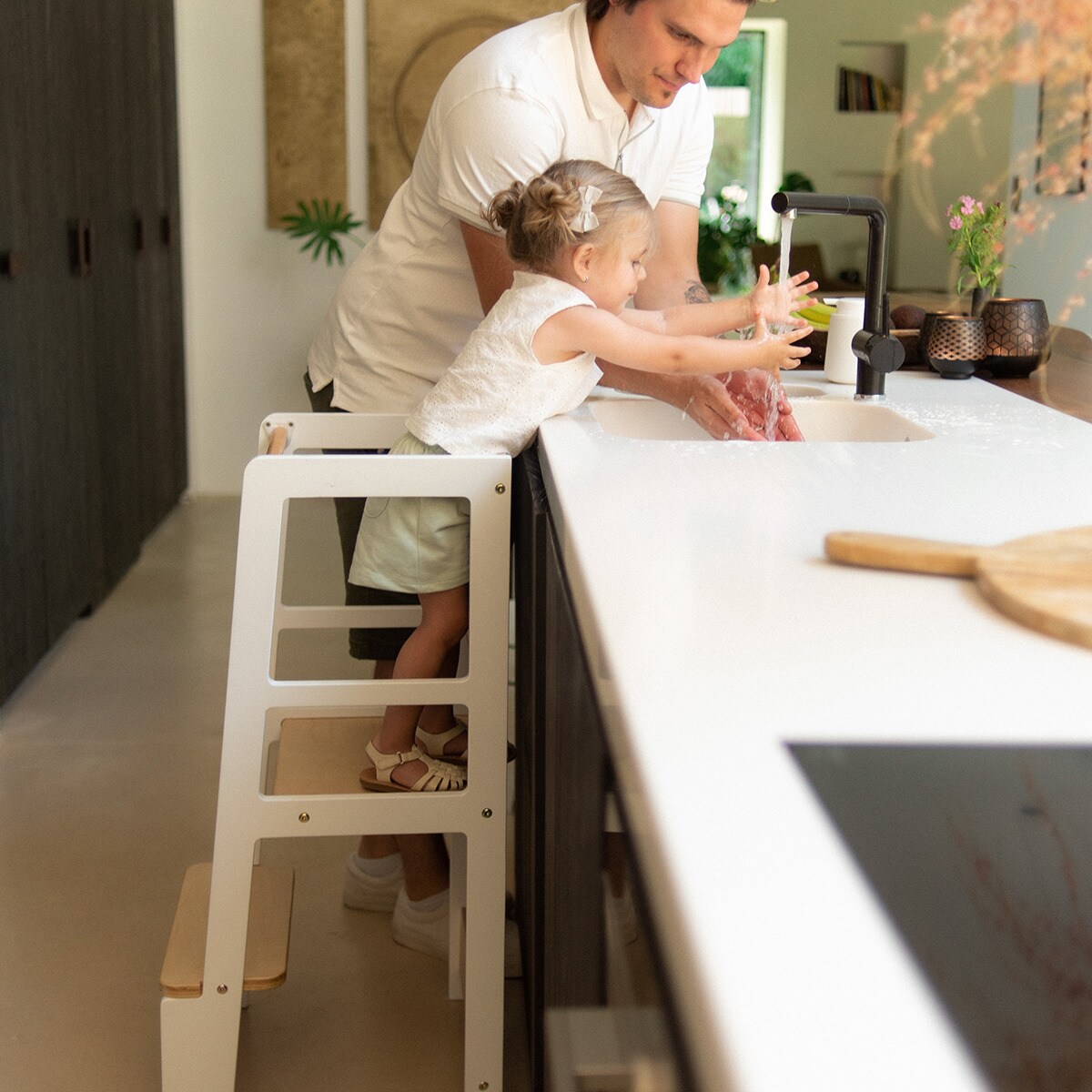 Torre de Aprendizagem Modelo CHLTNW Montessori - Branco/Natural Natural-8