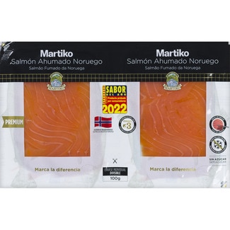 MARTIKO Norwegischer Räucherlachs in Scheiben 2 x 50 g Packung Behälter 100 g