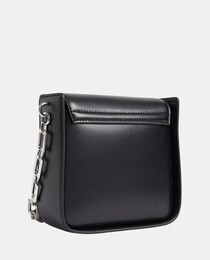 Mini sac à bandoulière en simili-cuir noir avec rabat