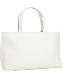 Ecru shopper bag with front logo and zip