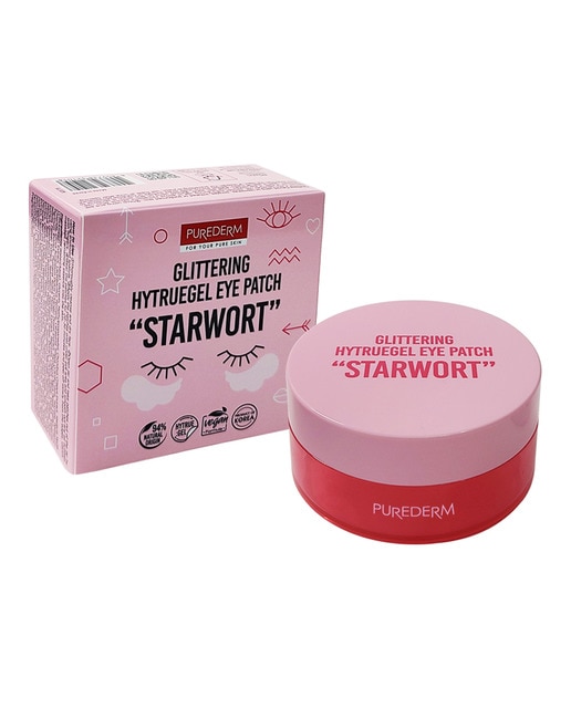Parches de ojos de hidrogel Starwort con glitter Purederm