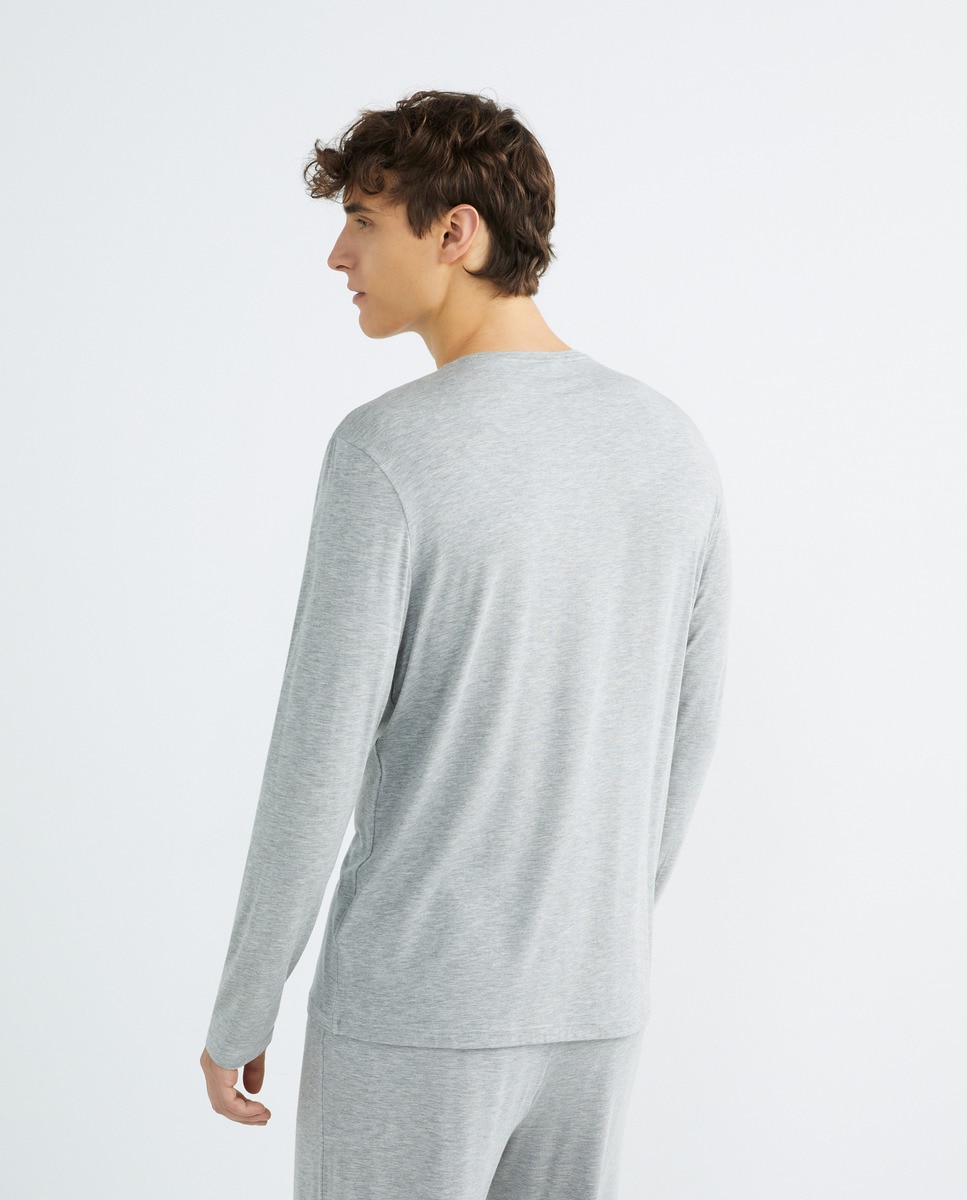 Camisola de Pijama com Manga Comprida Cinzento-claro-2
