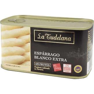 LA TUDELANA premium extra thick white asparagus PGI Navarra 6-8 pieces tin 500 drained weight g