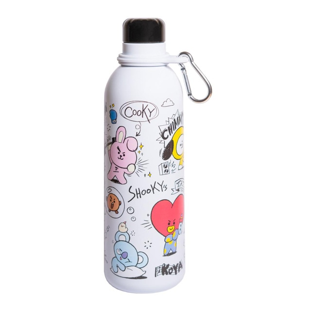 Botella metalica hot&cold 500ml BT21 Erik blanco y negro.