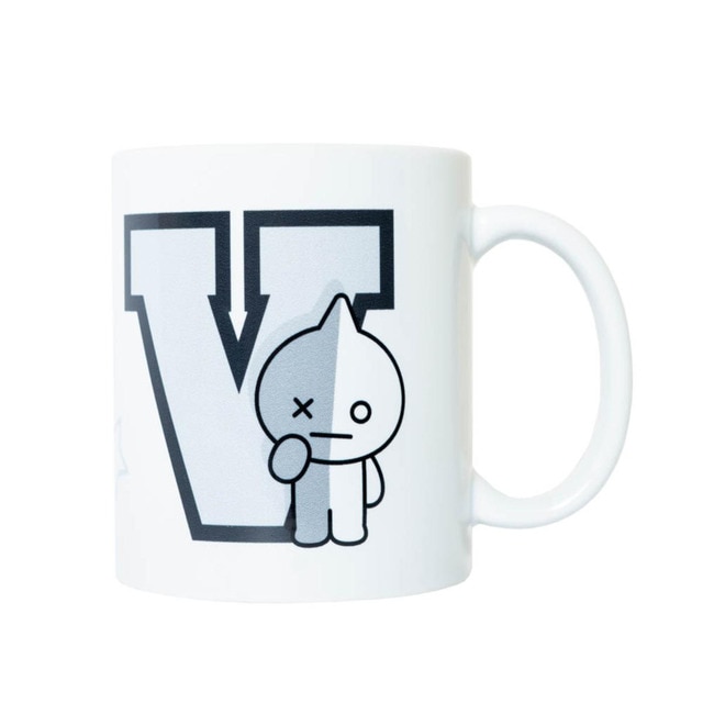 Taza BT21 Van Erik blanco y gris.
