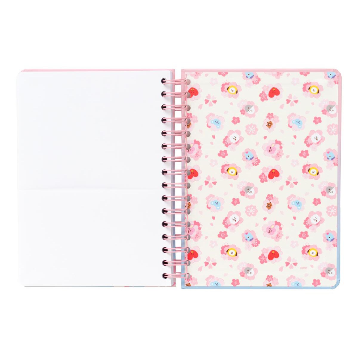 Caderno de Capa Forrada A5 BT21 Cherry Blossom - Rosa/Azul 4