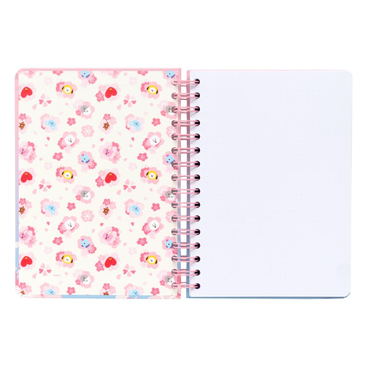 Caderno de Capa Forrada A5 BT21 Cherry Blossom - Rosa/Azul 3