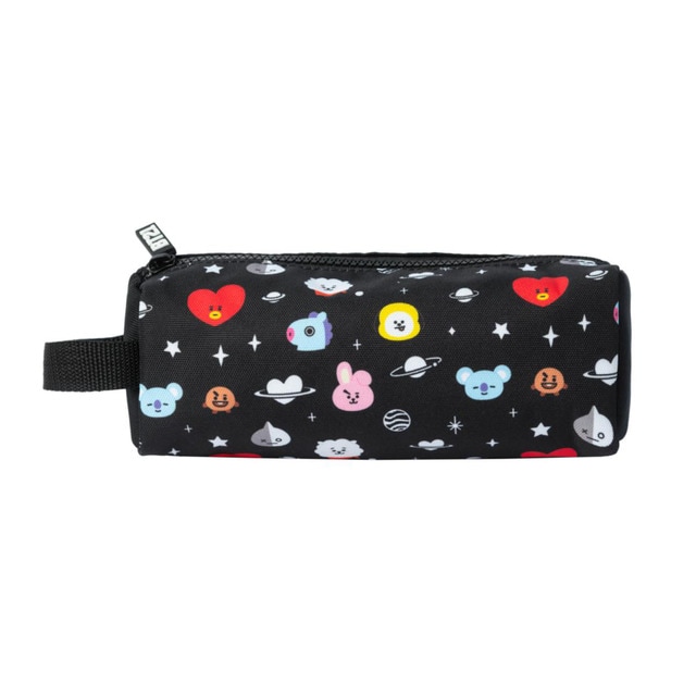 Estuche rectangular BT21 Cool Collection Erik negro y blanco.