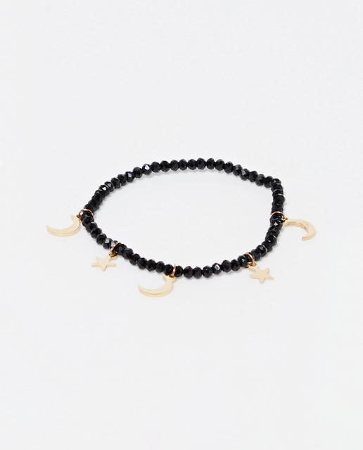 Pulsera Luna & Estrellas Swarovski Onix Gold