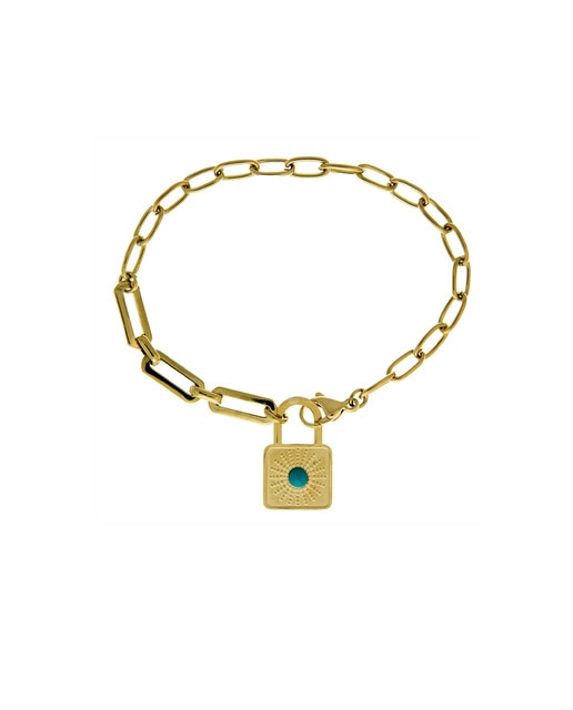 Pulsera Candado Turquesa Gold