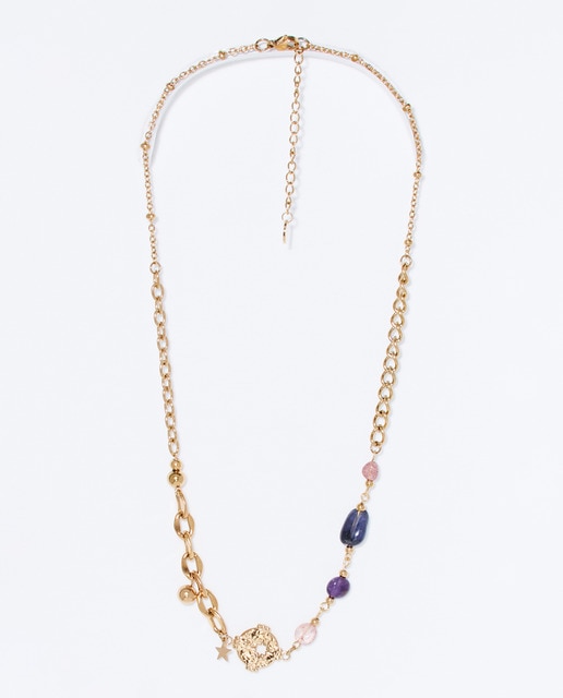 Gargantilla Charm Estrella & Bolita Amatista Gold