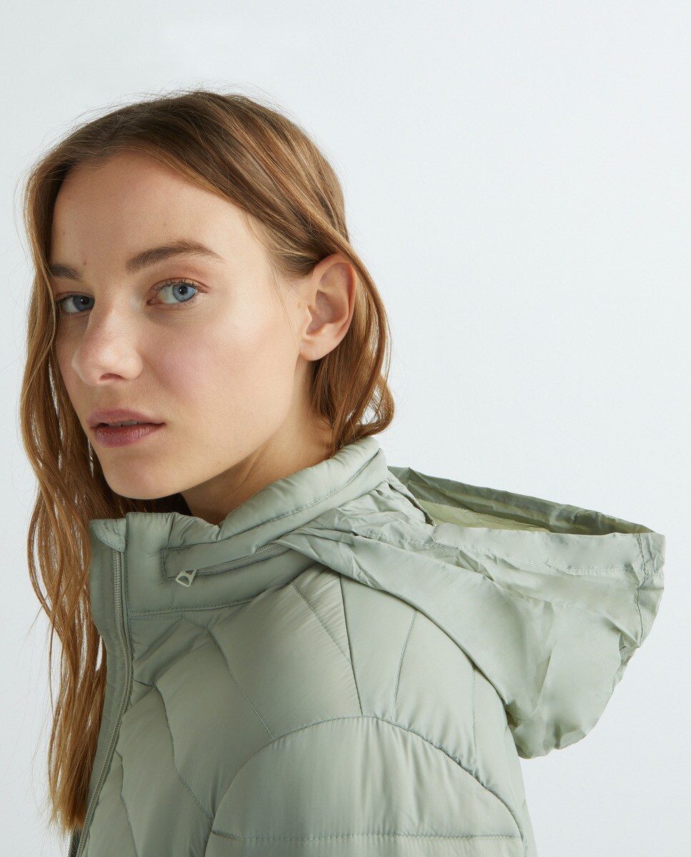 Parka mujer acolchada ligera Verde claro-4