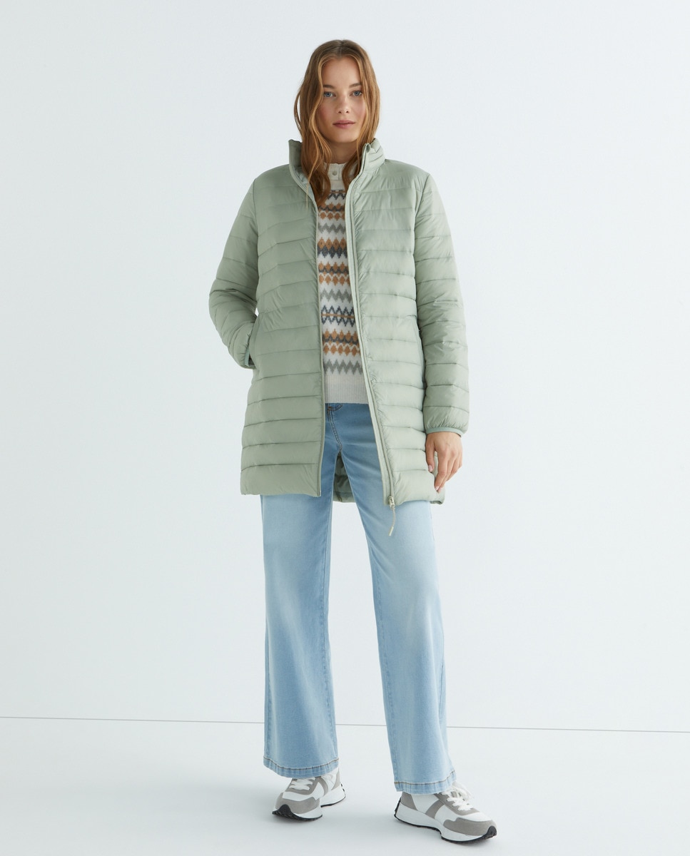 Parka mujer acolchada ligera Verde claro-1