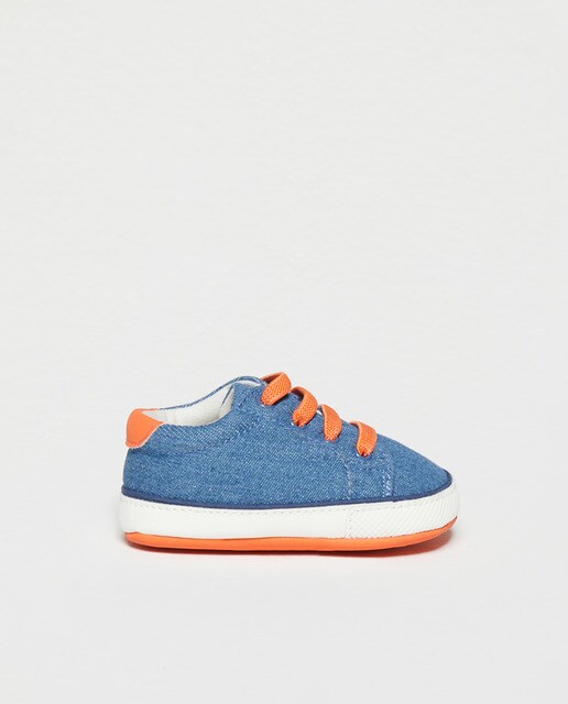 Denim lace-up trainers