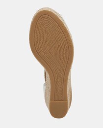 Espadrilles femme vert clair à talon compensé imprimé rayé design forme de nœud