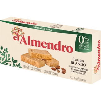 EL ALMENDRO turrón blando 0% azúcares añadidos Calidad Suprema tableta 200 g