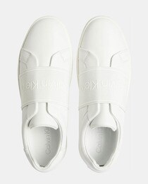 Chaussures basses femme à semelle cuvette en cuir avec bande élastique avec logo
