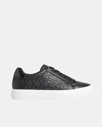 Chaussures basses femme à semelle cuvette en cuir avec logo all-over et semelle épaisse