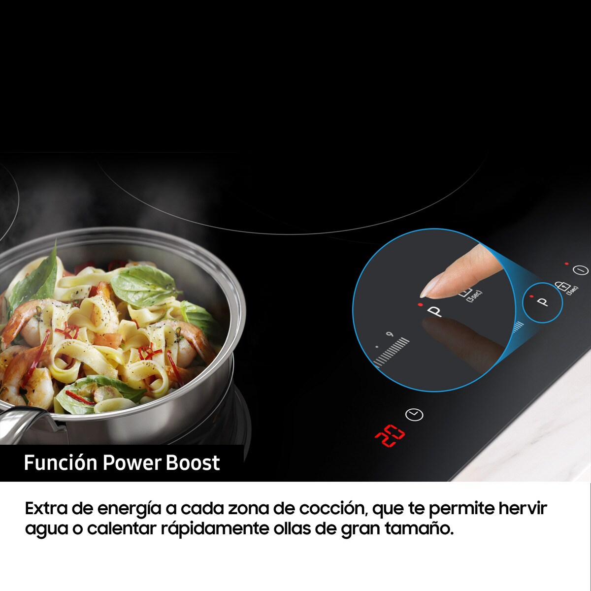 Placa de inducción Samsung con 3 zonas de cocción - NZ63M3NM1BB/UR