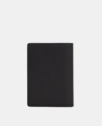 Porte-cartes en cuir noir avec détail de la marque