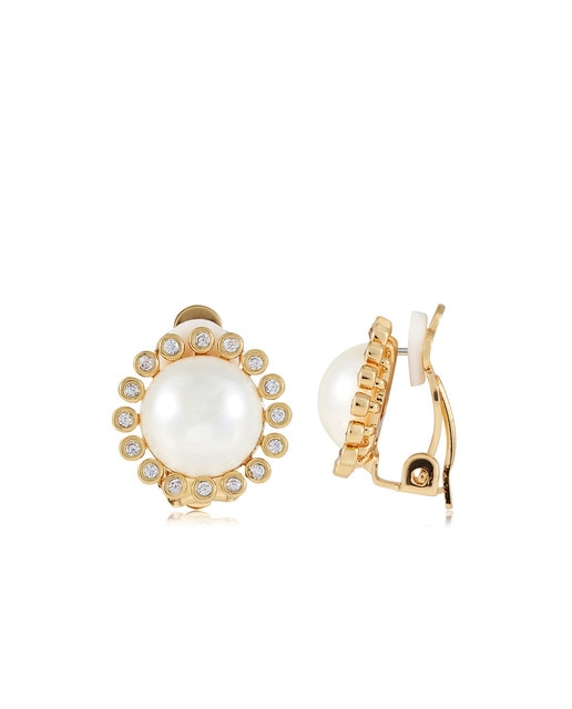 Pendientes Flor Perla Zirconium Gold