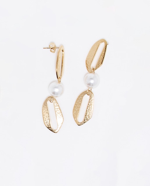 Pendientes Doble Oval Perla Gold