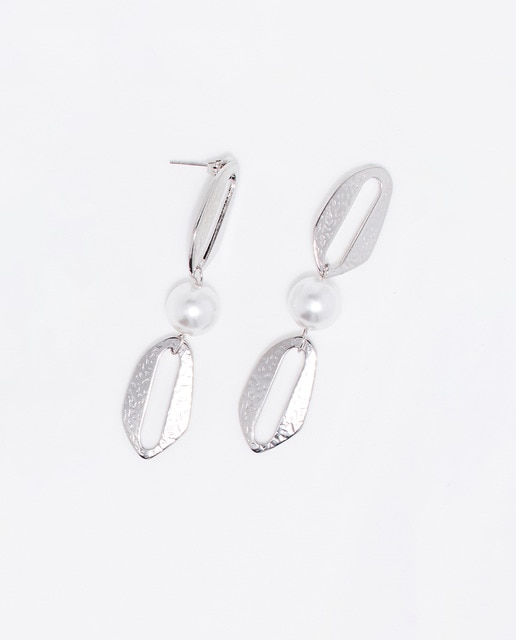 Pendientes Doble Oval Perla Silver