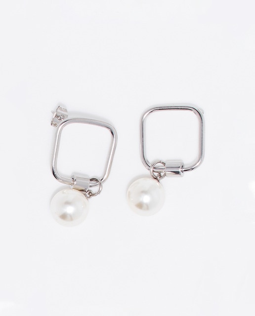 Pendientes Square Perla Silver