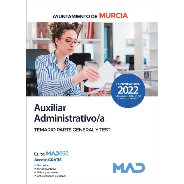 Auxiliar Administrativo/a del Ayuntamiento de Murcia. Temario Parte General y test (Tapa blanda)