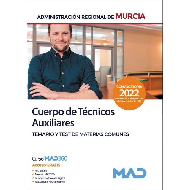 Cuerpo de Técnicos Auxiliares de la Administración Regional de Murcia. Temario y test de materias co (Tapa blanda)