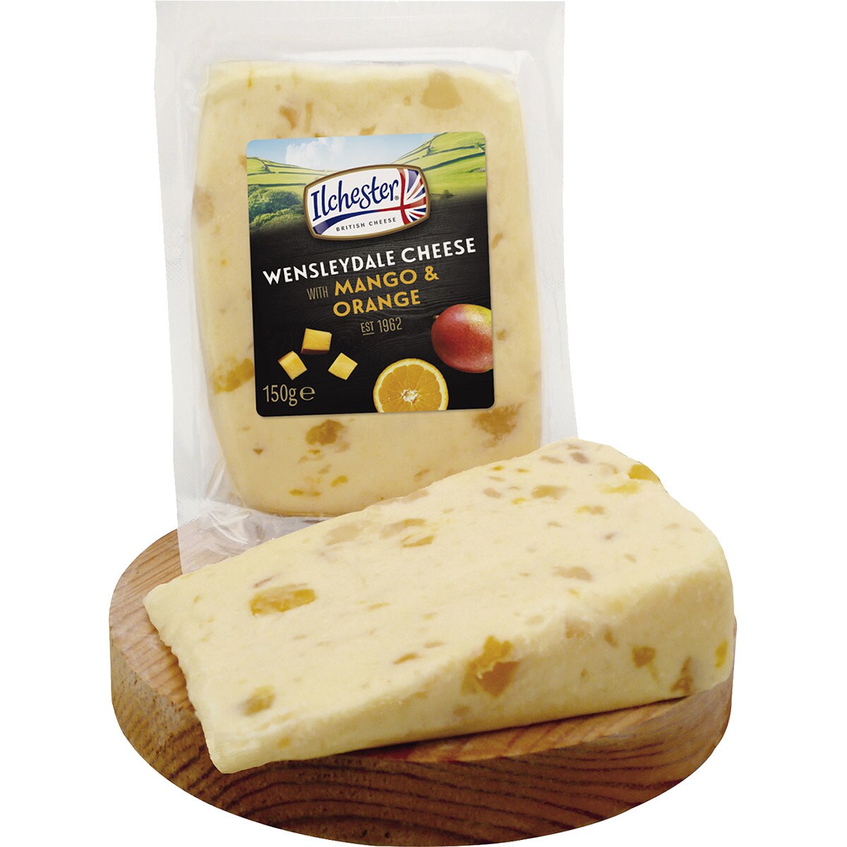 Wensleydale queso inglés de vaca con trozos de mango y de naranja