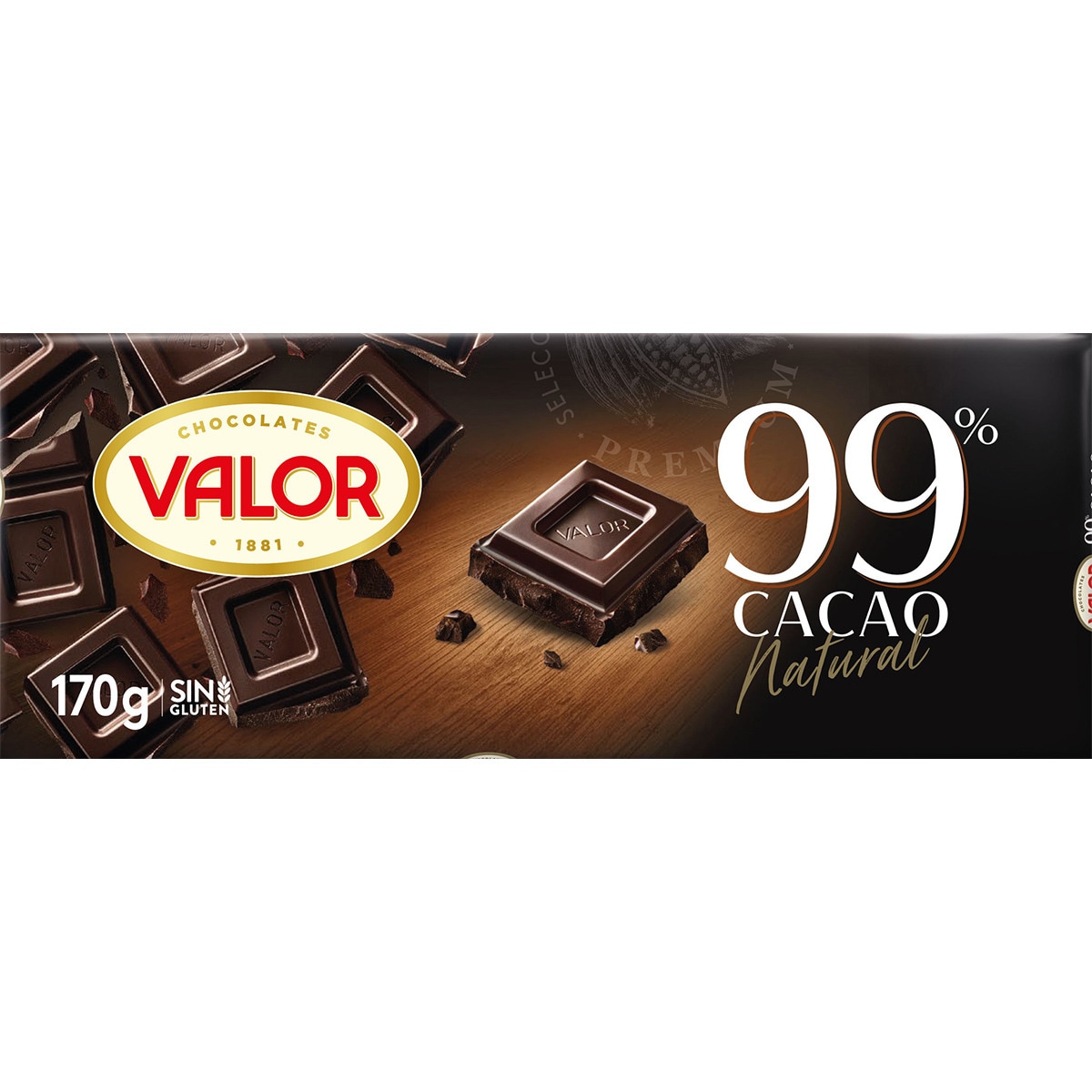 chocolate negro 99% cacao natural y sin gluten