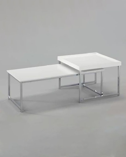 Mesa cafe set 2 acero mdf 110 x 48 x 45 blanco