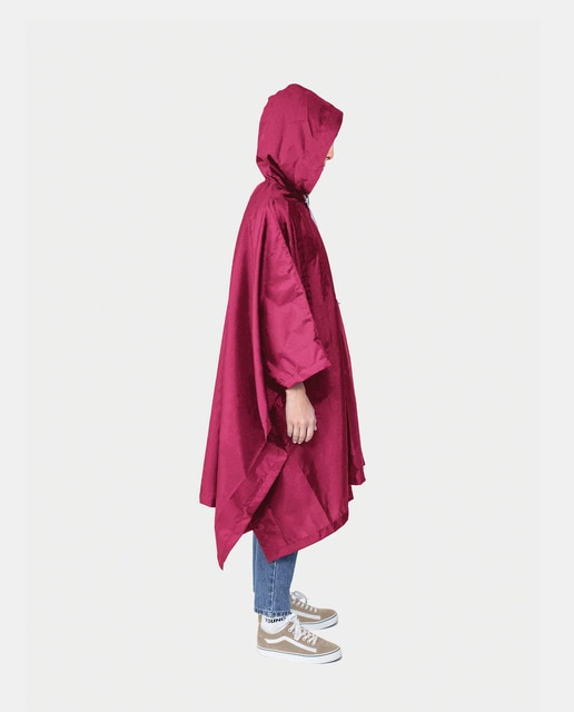 Bisetti - Poncho impermeable plegable de tejido reciclado en rosa.