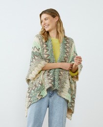 Women's multicoloured poncho with pockets