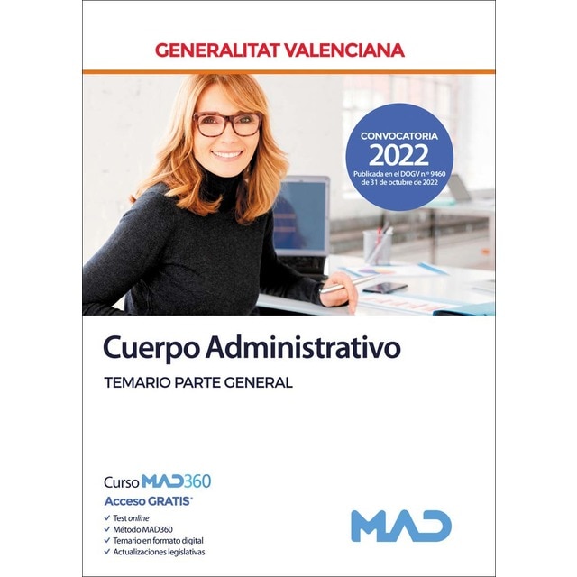 Cuerpo Administrativo de la Generalitat Valenciana. Temario Parte General (Tapa blanda)