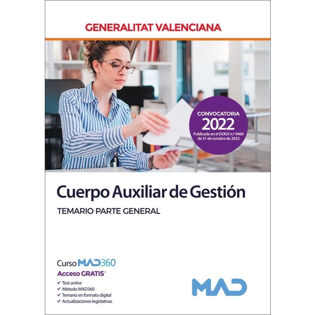 Cuerpo Auxiliar de Gestión de la Generalitat Valenciana. Temario Parte General (Tapa blanda)