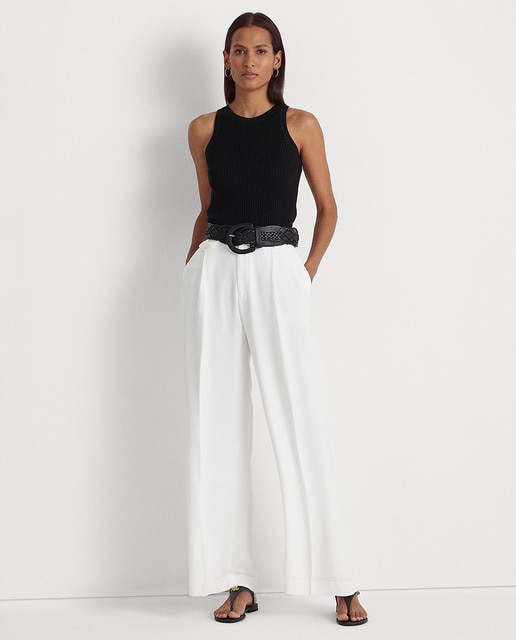 Pantalon femme en georgette plissé