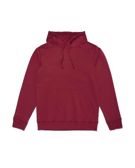 Sudadera de hombre en algodón orgánico roja con capucha